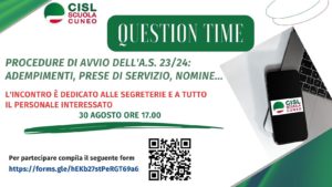 QUESTION TIME: PROCEDURE DI AVVIO ANNO SCOLASTICO