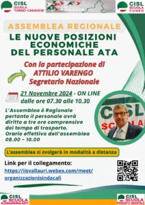 POSIZIONI ECONOMICHE ATA: IL 21 NOVEMBRE ASSEMBLEA CON ATTILIO VARENGO